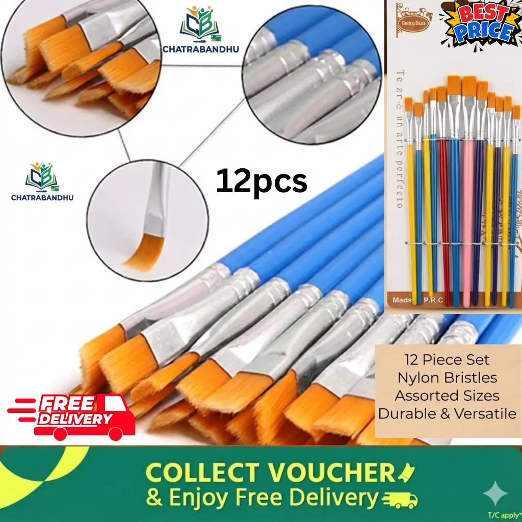 Picture of YUFAN 12 Pcs Artist Paint Brush Set - Nylon Hair Brushes for Acrylic, Watercolor & Nail Art  YUFAN Painting Brushes - 12 Pcs Pack   Professional YUFAN Brush Set - 12 Nylon Tips for All Mediums