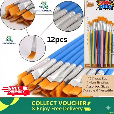 Picture of YUFAN 12 Pcs Artist Paint Brush Set - Nylon Hair Brushes for Acrylic, Watercolor & Nail Art  YUFAN Painting Brushes - 12 Pcs Pack   Professional YUFAN Brush Set - 12 Nylon Tips for All Mediums