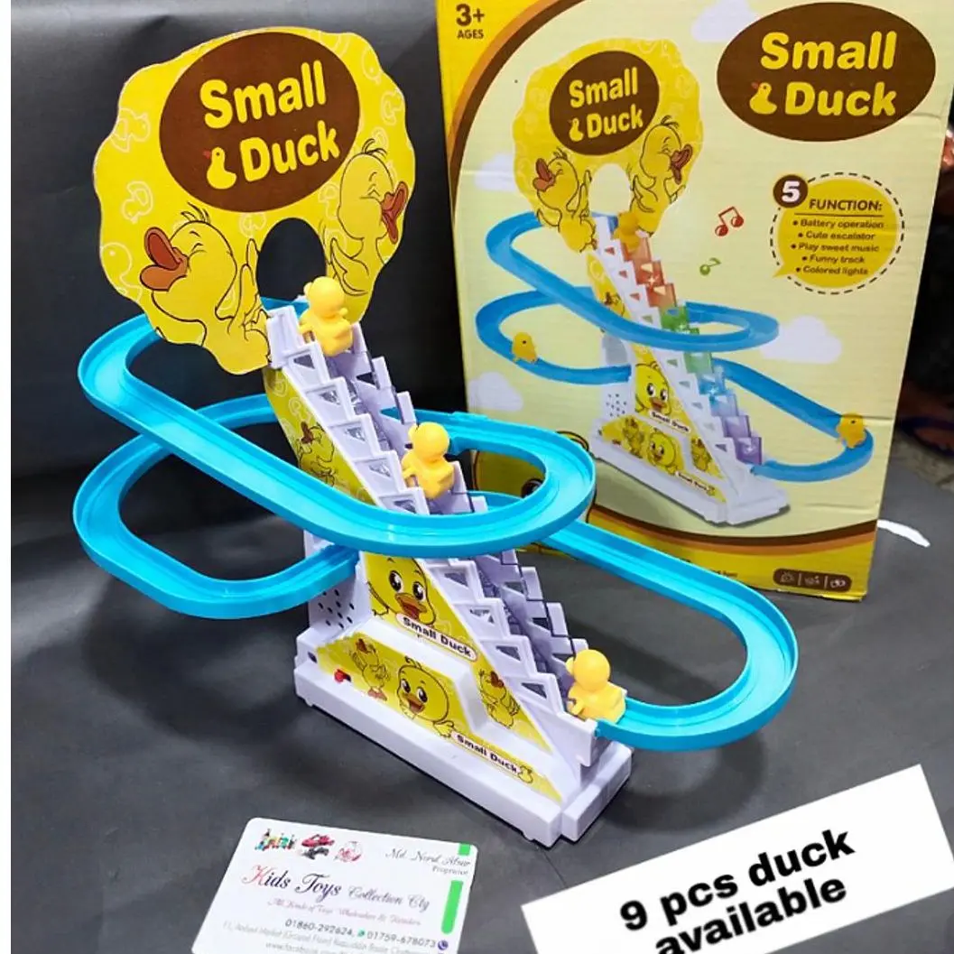 Picture of Duck Efficient Little Duck Track Slide Toys, Electric Duck Climbing Stairs Roller Coaster Toy Set, Children Roller Coaster Toy with LED Flashing Lights and Music