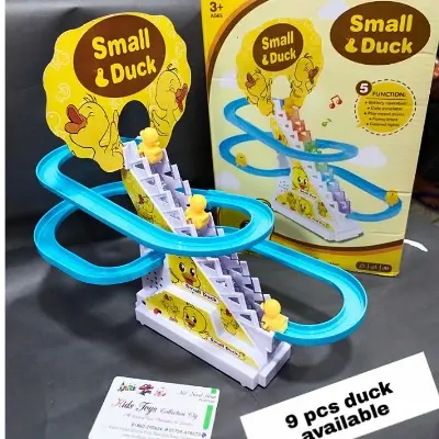 Picture of Duck Efficient Little Duck Track Slide Toys, Electric Duck Climbing Stairs Roller Coaster Toy Set, Children Roller Coaster Toy with LED Flashing Lights and Music