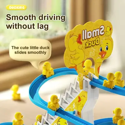 Picture of Duck Efficient Little Duck Track Slide Toys, Electric Duck Climbing Stairs Roller Coaster Toy Set, Children Roller Coaster Toy with LED Flashing Lights and Music