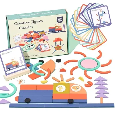 Picture of Wooden Creative Jigsaw Puzzles Stick Toys Intelligence Game Montessori Early Educational Toys Sensory Thinking children Toy Wooden