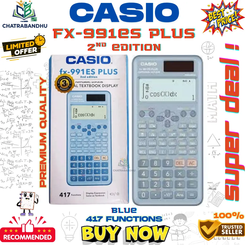 Picture of FX-991es plus (14 days return warrenty)(2nd Edition),(Thailand Variant), Scientific calculator Engineering best quality premium-ssc hsc engineering-black , pink ,yellow