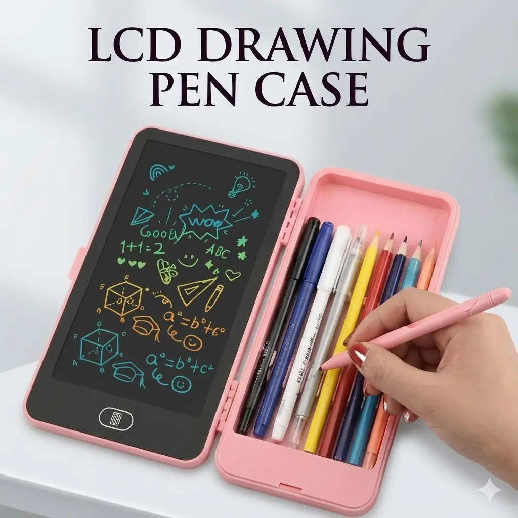 Picture of Smart LCD Drawing Pencil Case - 2-in-1 Digital Writing Tablet & Stationery Storage Box for Kids  LCD Writing Pencil Case - Smart Stationery Box  Digital Slate Pencil Box - Eco-friendly Drawing Case for School
