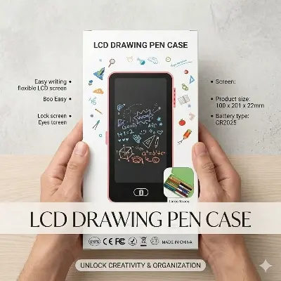 Picture of Smart LCD Drawing Pencil Case - 2-in-1 Digital Writing Tablet & Stationery Storage Box for Kids  LCD Writing Pencil Case - Smart Stationery Box  Digital Slate Pencil Box - Eco-friendly Drawing Case for School