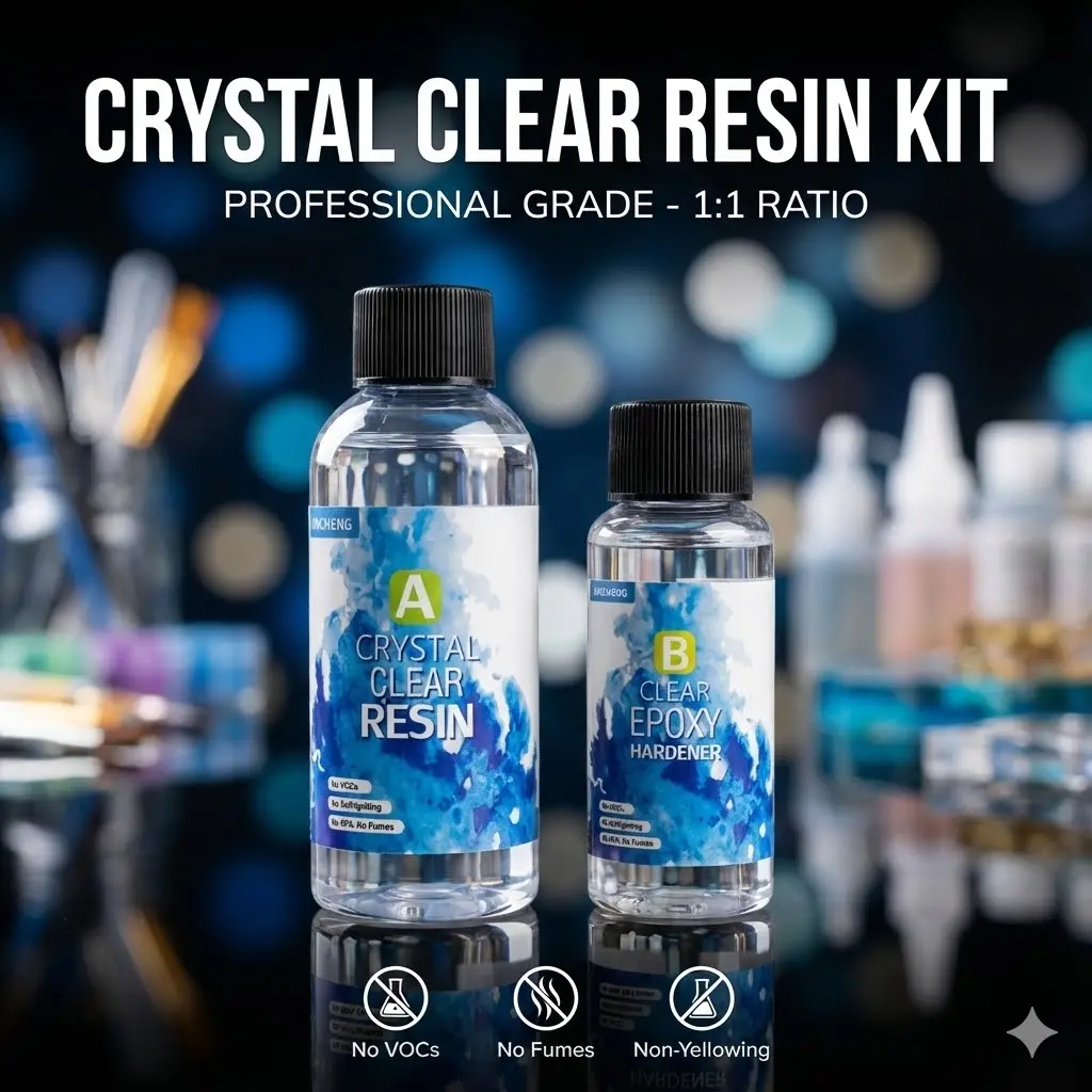 Picture of Jincheng Crystal Clear Epoxy Resin 100ml Kit (3:1 Ratio) - 75ml Resin + 25ml Hardener Combo   Epoxy Resin 100ml Pack (3:1)