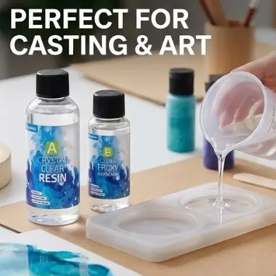 Picture of Jincheng Crystal Clear Epoxy Resin 100ml Kit (3:1 Ratio) - 75ml Resin + 25ml Hardener Combo   Epoxy Resin 100ml Pack (3:1)