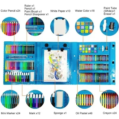 Picture of Drawing Art Set Painting Drawing Supplies 208 Pcs For Kids Box Artist Printing Art Set ,208 Pcs Kids Art Set in a Box - Complete Drawing, Painting & Coloring Kit for Boys & Girls