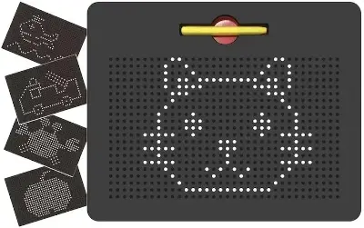 Picture of Magnetic Drawing Board with 380 Magnets - Erasable Magpad Writing Tablet for Kids - Sensory Montessori Toy with Pattern Cards,Magpad Magnetic Board - 380 Balls Drawing Tablet for Travel