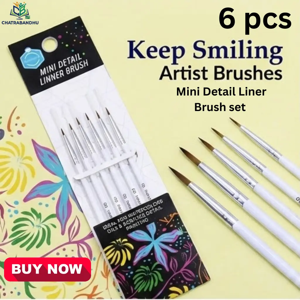 Picture of Keep Smiling Mini Detail Liner Brush Set (6 Pcs) - Fine Tip Synthetic Brushes for Acrylic, Oil & Nail Art