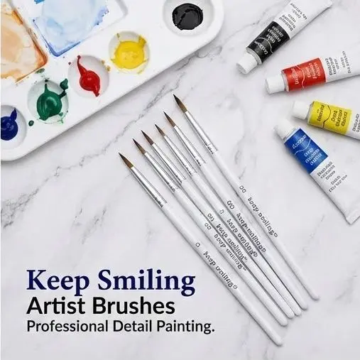 Picture of Keep Smiling Mini Detail Liner Brush Set (6 Pcs) - Fine Tip Synthetic Brushes for Acrylic, Oil & Nail Art