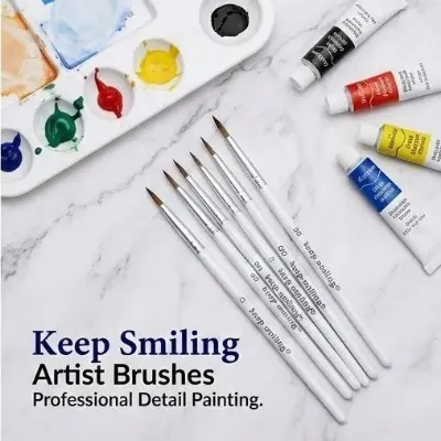 Picture of Keep Smiling Mini Detail Liner Brush Set (6 Pcs) - Fine Tip Synthetic Brushes for Acrylic, Oil & Nail Art