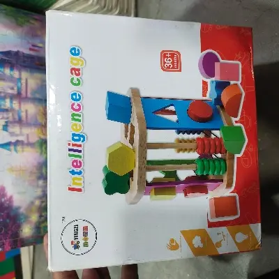 Picture of Wooden Intelligence Cage Toy for Toddlers - Shape & Color Sorting Educational Game - Occupational Therapy Aid for ASD,Educational Intelligence Cage - Brain & Hand Coordination Toy