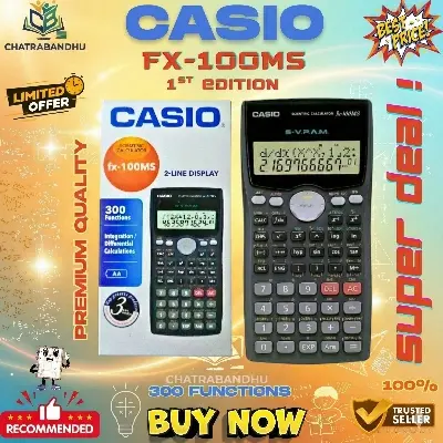 Picture of FX 100MS Scientific Calculator, Calculator (1st edition)(thailand variant)l– 300 Functions  – Non-Programmable – Exam Use Model, Calculator for students