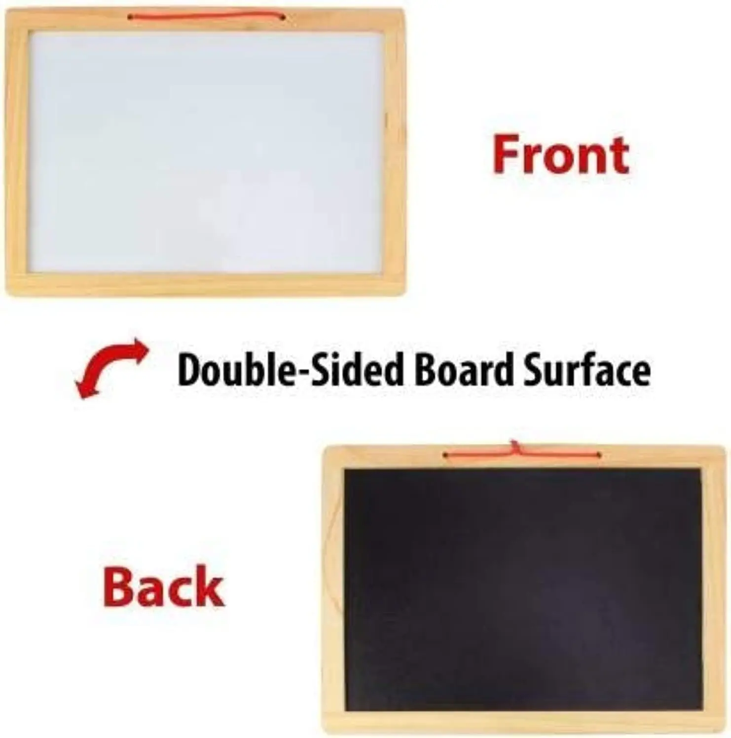 Picture of 2-in-1 Wooden Magnetic Writing Board for Kids (33x23cm) - Double Sided Whiteboard & Blackboard Slate with Tangram Puzzles