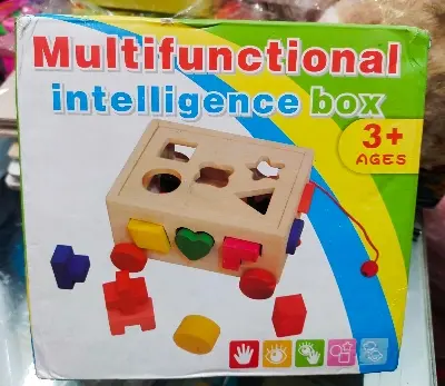 Picture of Wooden Shape Sorter Car Toy for Toddlers - Pull Along Vehicle with 15 Geometric Blocks - Montessori Educational Puzzle,Montessori Wooden Car Puzzle - Pull & Sort Educational Toy
