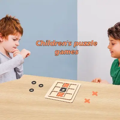 Picture of Tic Tac Toe XO Wooden Board Games Desk Toys 3 Pack Classical Family Children Kids Educational Toy