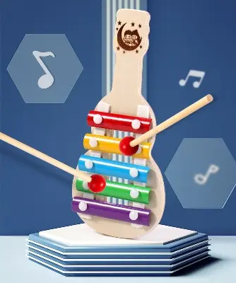 Picture of Education Kids Color Wooden 5 Keys Frame Style Xylophone for Children Musical Toys Piano Percussion Musical Baby Music Instrument Funny ,Toys Gifts