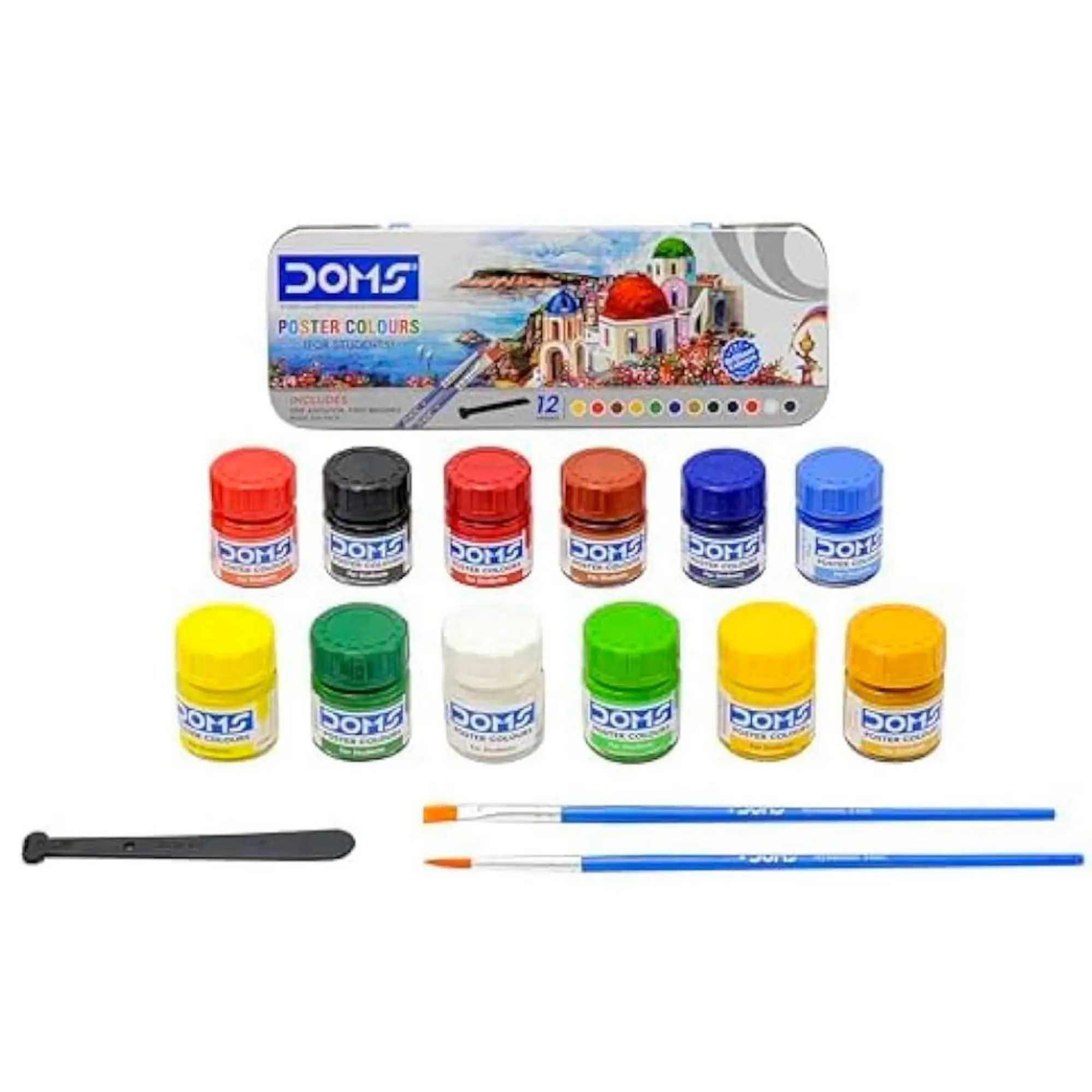 Picture of DOMS Poster Colour Set (12 Shades x 10ml) - Smooth Matte Finish Paint with Free Agitator for Students & Artists