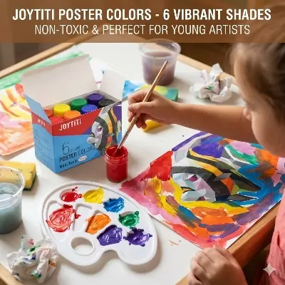 Picture of oytiti Poster Color Set 6 Shades (10ml Jars) - Made in Korea - Non-Toxic Smooth Matte Finish Paint for Students