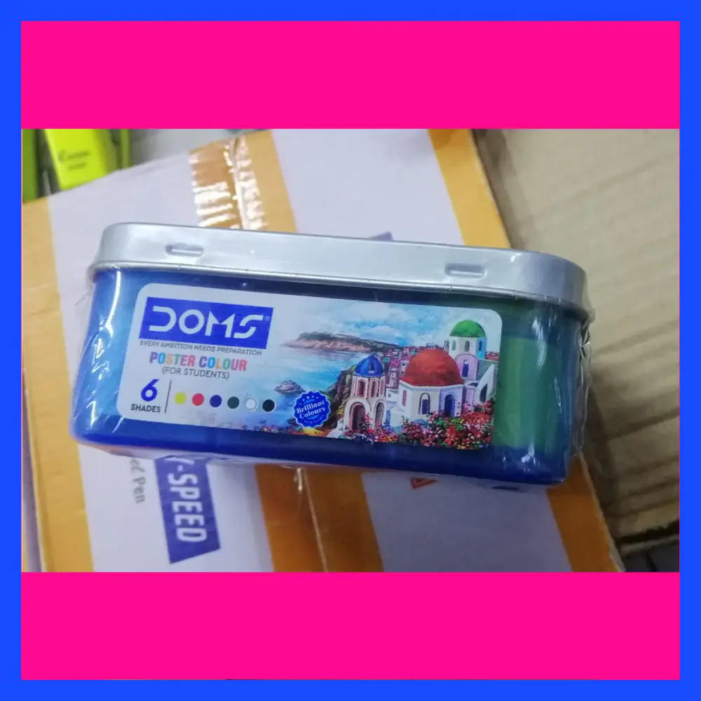 Picture of DOMS Poster Colour Set 6 Shades (10ml each) - With Free Dual Brush & Agitator - Vibrant Painting Kit for Kids