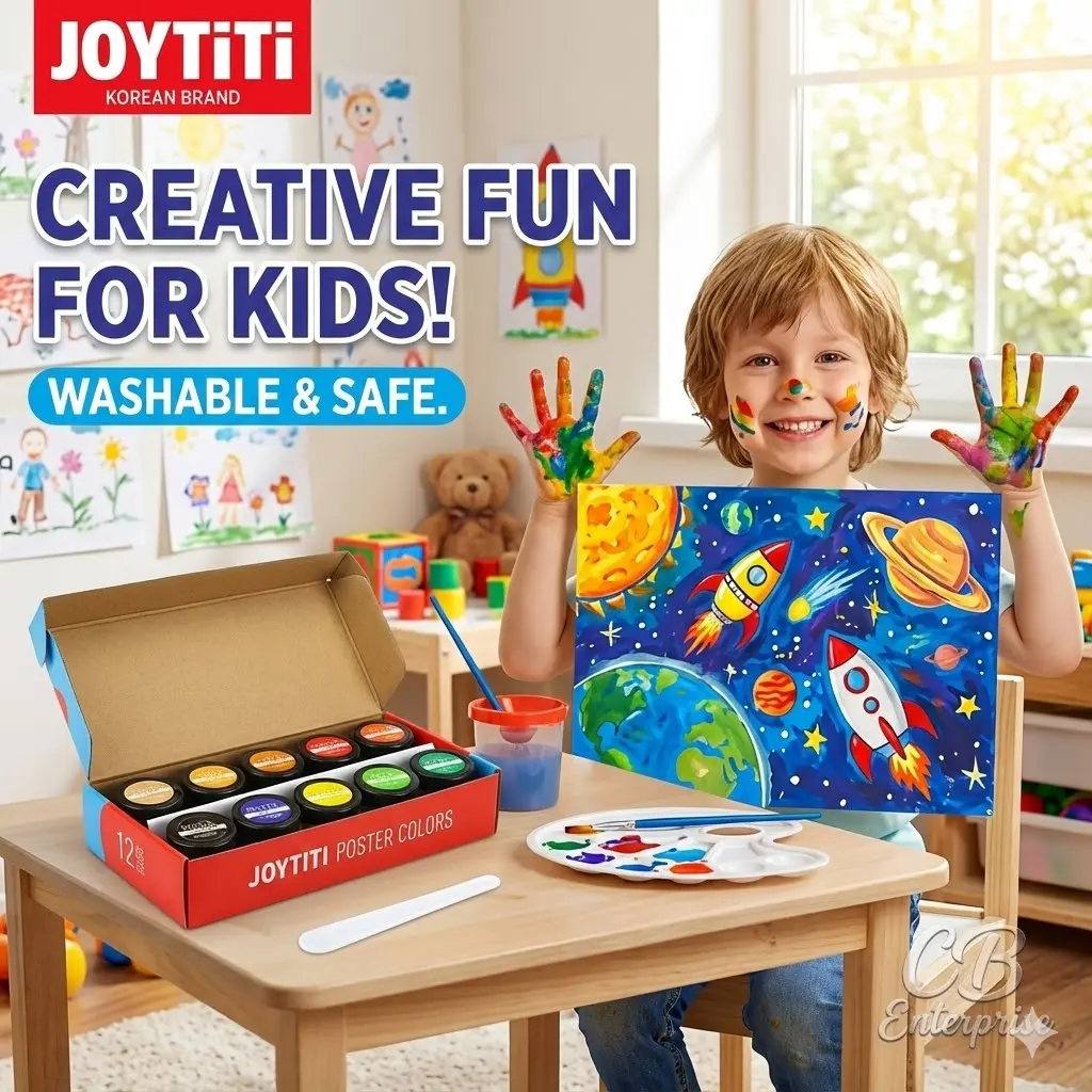 Picture of Joytiti Poster Color Set 12 Shades (10ml Jars) - Made in Korea - Non-Toxic Vibrant Art Paint for Students