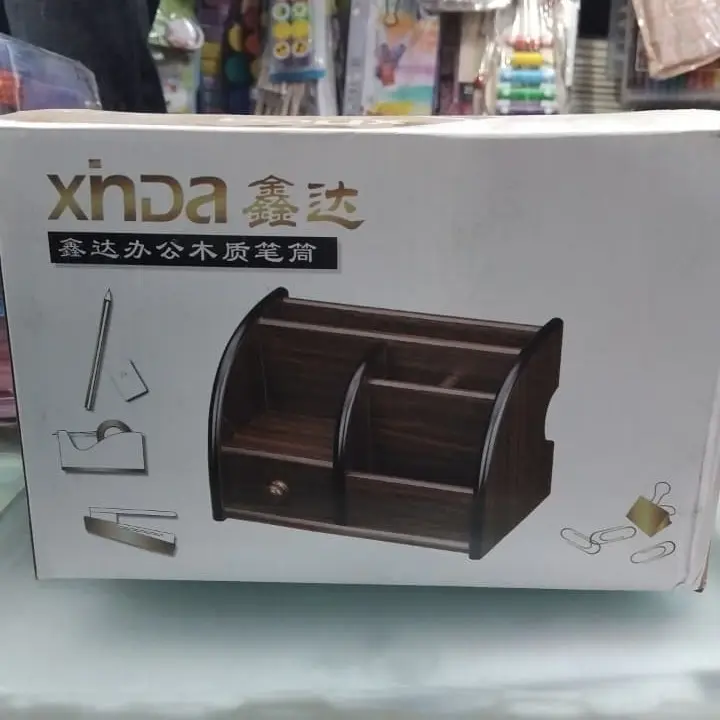 Picture of Xinda Wooden Desk Organizer & Pen Holder - Multifunctional MDF Office Stationery Stand for Mobile & Cards (BIG SIZE)
