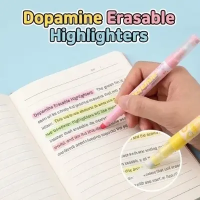 Picture of Dofamine Erasable Highlighters (Model 955) - Set of 6 Pastel Color Dual-Tip Marker Pens - Dopamine Series