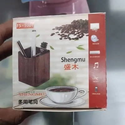 Picture of Shengmu Wooden Pen Holder (FS-1001) - Premium MDF Desk Organizer for Office & Study - Pen, Mobile & Card Stand