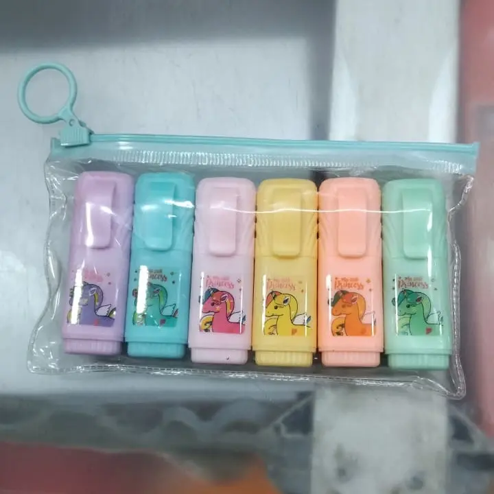 Picture of Princess Mini Highlighters (Set of 6) - Cute Unicorn Themed Capsule Marker Pens for Kids & School