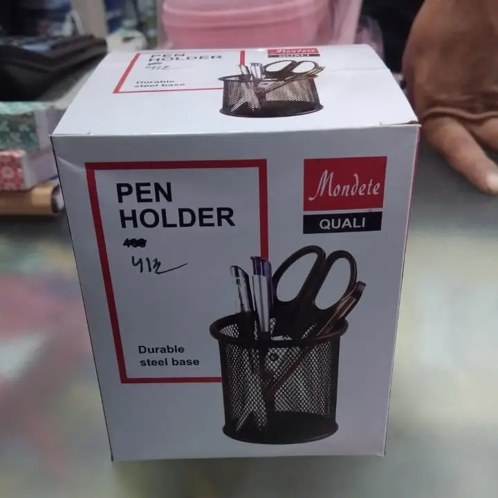 Picture of Mondete Black Steel Pen Desk Holder - Metal Mesh Stationery Organizer with Anti-Slip Rubber Feet for Office & Home