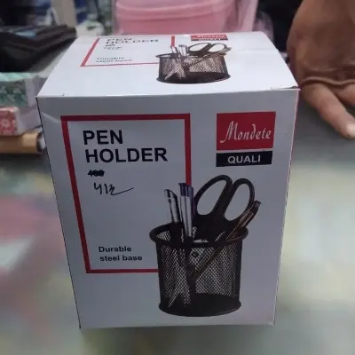 Picture of Mondete Black Steel Pen Desk Holder - Metal Mesh Stationery Organizer with Anti-Slip Rubber Feet for Office & Home