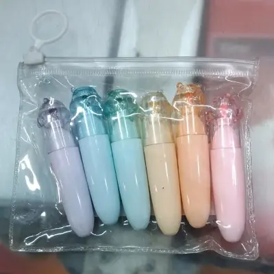 Picture of Cat Paw Mini Highlighters (Set of 6) - Cute Capsule Shaped Marker Pens with Chisel Tip for School & Journaling