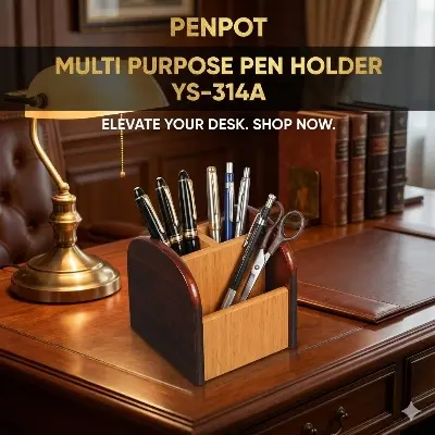 Picture of Penpot Multi Purpose Pen Holder (YS-314A) - Wooden MDF Desk Organizer for Office & Study - Mobile & Stationery Stand