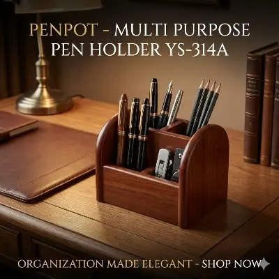 Picture of Penpot Multi Purpose Pen Holder (YS-314A) - Wooden MDF Desk Organizer for Office & Study - Mobile & Stationery Stand