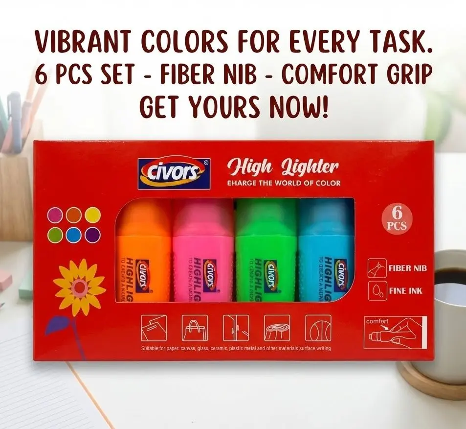Picture of Civors Mini Capsule Highlighters (Set of 6) - Cute Pill Shaped Marker Pens for Paper, Glass & Crafts (Kawaii Stationery)