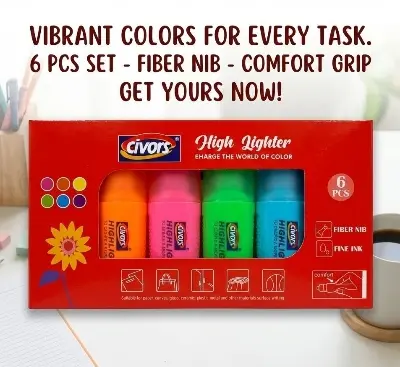 Picture of Civors Mini Capsule Highlighters (Set of 6) - Cute Pill Shaped Marker Pens for Paper, Glass & Crafts (Kawaii Stationery)