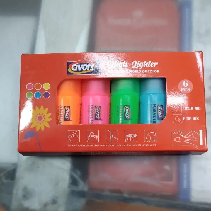 Picture of Civors Mini Capsule Highlighters (Set of 6) - Cute Pill Shaped Marker Pens for Paper, Glass & Crafts (Kawaii Stationery)