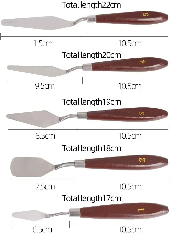 Picture of Artist Palette Knife Set (5 Pcs) - Stainless Steel Spatula with Wooden Handle for Oil & Acrylic Painting,Professional Painting Knife Set - 5 Pcs Stainless Steel Spatulas