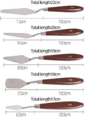 Picture of Artist Palette Knife Set (5 Pcs) - Stainless Steel Spatula with Wooden Handle for Oil & Acrylic Painting,Professional Painting Knife Set - 5 Pcs Stainless Steel Spatulas