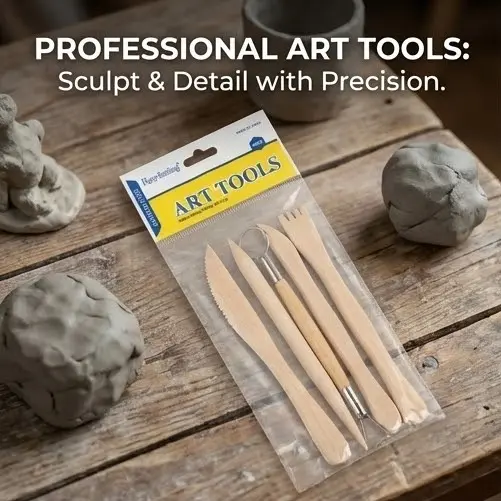 Picture of Keep Smiling 5-Piece Clay Sculpting Tools Set - Double-Ended Pottery & Carving Kit for Polymer Clay & Wax,Professional Clay Modeling Kit - 5 Pcs Double-Ended Sculpting Tools