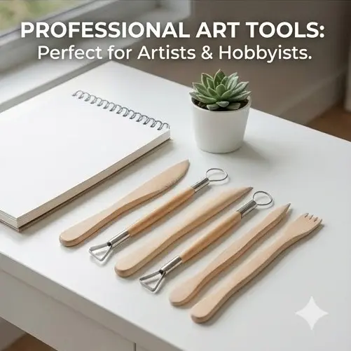 Picture of Keep Smiling 5-Piece Clay Sculpting Tools Set - Double-Ended Pottery & Carving Kit for Polymer Clay & Wax,Professional Clay Modeling Kit - 5 Pcs Double-Ended Sculpting Tools