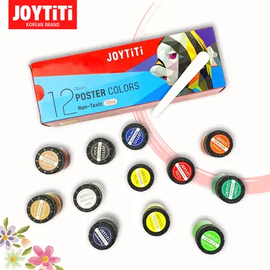 Picture of Joytiti Poster Color Set 12 Shades (10ml Jars) - Made in Korea - Non-Toxic Vibrant Art Paint for Students