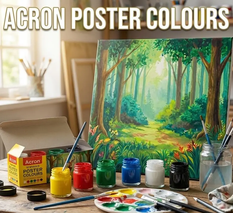 Picture of Acron Poster Colours Gulliver Kit (12 Shades x 10ml) - Rich Pigment Matte Finish Art Paint for Students (Made in India)