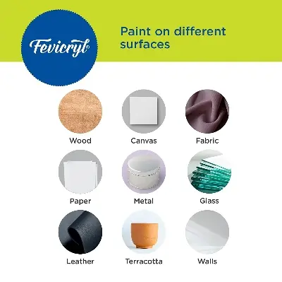 Picture of PREMIUM Fevicryl Acrylic Colours Sunflower Kit (10 Shades x 15ml) - DIY Fabric & Multi-Surface Painting Set-10/15ml