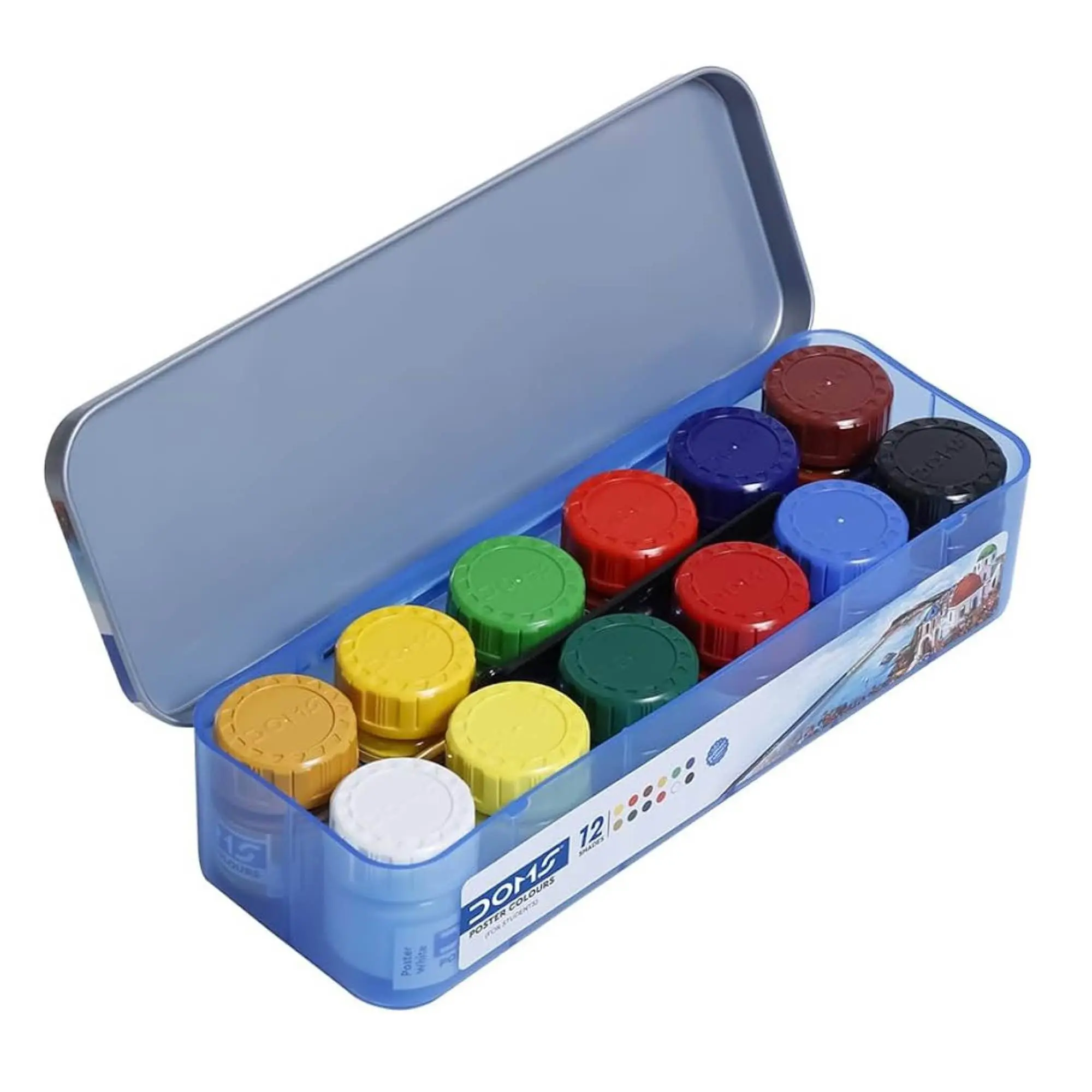 Picture of DOMS Poster Colour Set (12 Shades x 10ml) - Smooth Matte Finish Paint with Free Agitator for Students & Artists