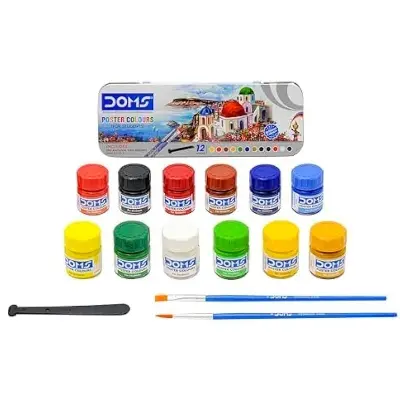 Picture of DOMS Poster Colour Set (12 Shades x 10ml) - Smooth Matte Finish Paint with Free Agitator for Students & Artists