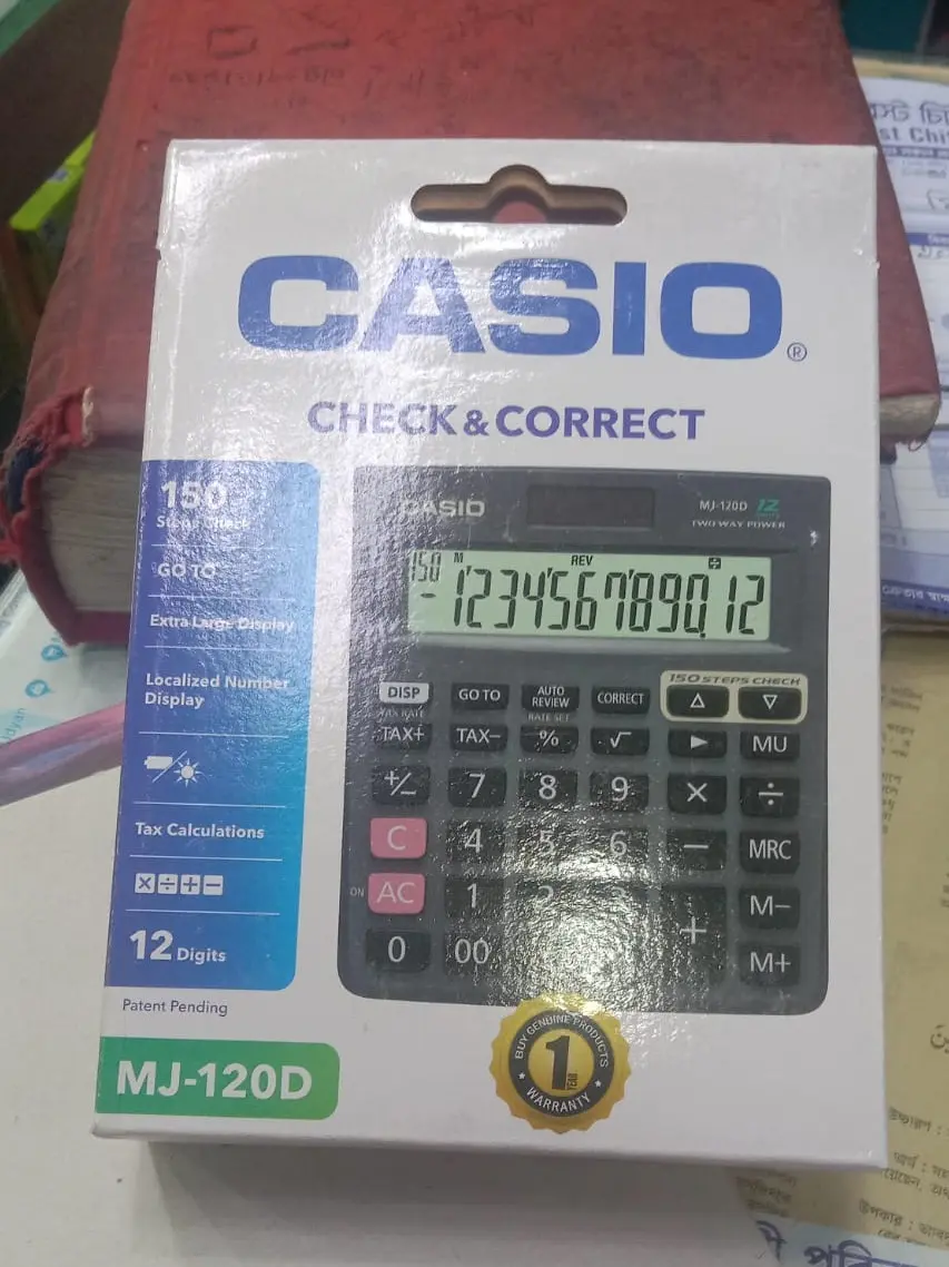Picture of MJ-120D Desktop Calculator - 12 Digit 150 Steps Check & Correct with Tax Function MJ-120D Calculator - Tax & Check  Best Business Calculator - MJ-120D (Check & Correct)