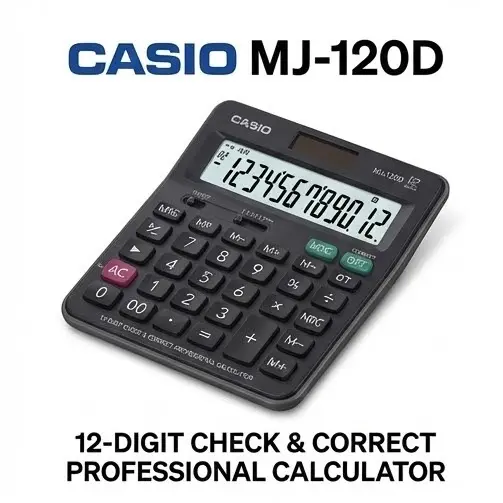 Picture of MJ-120D Desktop Calculator - 12 Digit 150 Steps Check & Correct with Tax Function MJ-120D Calculator - Tax & Check  Best Business Calculator - MJ-120D (Check & Correct)