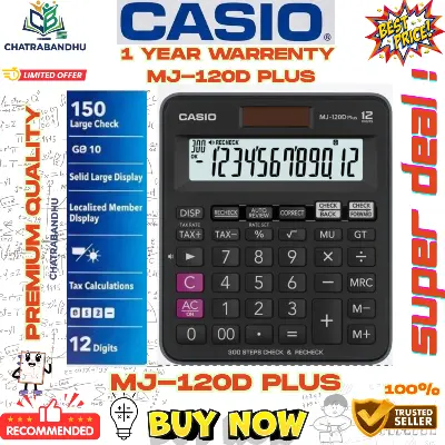 Picture of MJ-120D Plus Desktop Calculator (ORGINAL) (1 YEAR WARRENTY)- 300 Steps Check & Recheck with Tax Function Best Professional Calculator- black